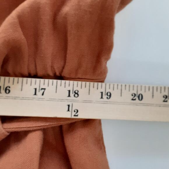 Liz Claiborne Wide Leg Jumpsuit Linen Blend Button Front Terracotta Womens L - Picture 7 of 11